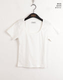 [MADE] Dear Basic Ribbed Square Neck Short Sleeve T-shirt