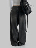 Cut pin tuck wide denim