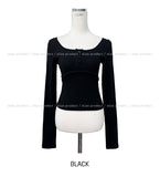 Hooky layered ribbed U-neck long sleeve