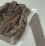 Detachable Sleeve Fur Vest Knit Jacket