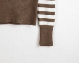 Yally Unbalance Diagonal Button Stripe Knit