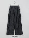 Tobita pin tuck banding raw wide denim pants