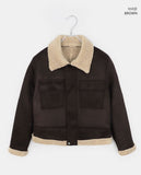 Renee Crop Wool Big Pocket Mustang Jacket