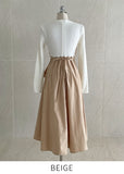 Rail Color Matching Knit Shirring Pin Tuck Flare One Piece