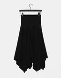 Slot Ribbed Color Matching Unbalanced Tiered Midi Skirt