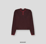 Finger hole waffle henley neck
