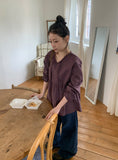[BAONHAUS] Lumie Check Ribbon Blouse