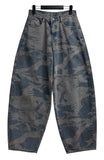 Camo wide denim pants