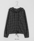 Melyu Wrinkle Summer Check Hood Shirt