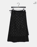 Kiko Dot Nylon Layered Pleated Midi Skirt