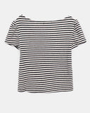 Yumo Puff Brushed Stripe Short Sleeve Knit
