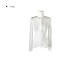 Doa Wool Button Slim Long Sleeve T-Shirt