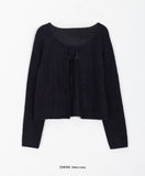 Swan Color Round Ribbon Knit Cardigan