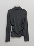 Shirring Collar Slim T-shirt