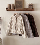 Lumare High-Neck Eco Fur Mink Short Jacket