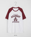 Wenta Lettering Color Matching Raglan Short Sleeve Tee