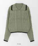 Yugo Color Matching Collar Knit Cardigan