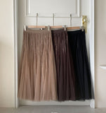 Koje Banding Pleated Velvet Tulle Skirt