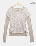 [MADE] Ronen Shirred Short Sleeve Layered Tencel Long Sleeve T-shirt