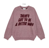 Berry Hairy Lettering Knit