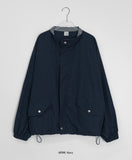 [BAONHAUS] Yu-ring check color matching collar pin tuck overfit bomber jumper