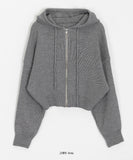 Sitanne Hood Cropped Knit Zip-Up Cardigan