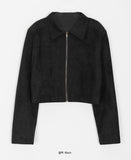 Detone suede cropped collar jacket
