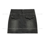 Beto Washing Cut Denim Set Skirt