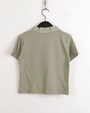 Moodle Pocket Color Matching Collar Short Sleeve T-shirt