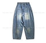 Wavy Washing Pin Tuck Balloon Denim Pants