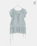 Serine Tiered Ribbon String Wrinkle Short Sleeve Blouse