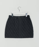 Tapes banding quilted denim mini skirt