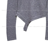 Posh Ribbon Strap Unbalanced Shoulder Knit