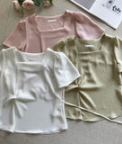 Gobelin Square Shirring Strap Blouse