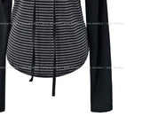 Five Strap Off Shoulder Stripe Long Sleeve