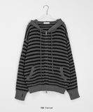 [unisex] Endel Stripe Net Hood Zip-up