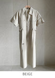 Peijing Pocket Collar Zip-up Long One Piece (Belt Set)