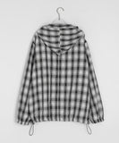 [unisex] Keluto Pocket String Over Check Hood Shirt