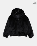 Tsuha Fur Hooded Lining Quilted Loose Fit Zip-Up Jacket