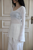 Textured Net Long Slim Knit Top
