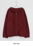 Giten Color Wool Hood Zip-Up Knit Cardigan