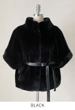 Meryl Eco Fur Mink Short Sleeve Cape Jacket (Belt Set)