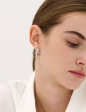 Etreve Silver Note Wave One-Touch Earrings