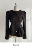 Sophian Wool Peplum Pintuck Jacket Blouse