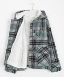 [unisex] Dotum hairy wool check duffel hood coat
