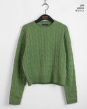 Rolf Cable Round Crop Long Sleeve Knit