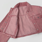 Vintage Washing Pocket Crop Denim Jacket