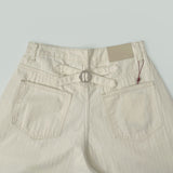 Silver Strap Back Point Balloon Herringbone Wide Cotton Pants