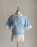 Mailing Layered Color Matching Shirt Zip-up Knit