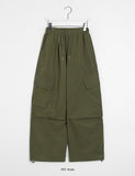[unisex] Mekis banding string parachute diagonal big cargo pants